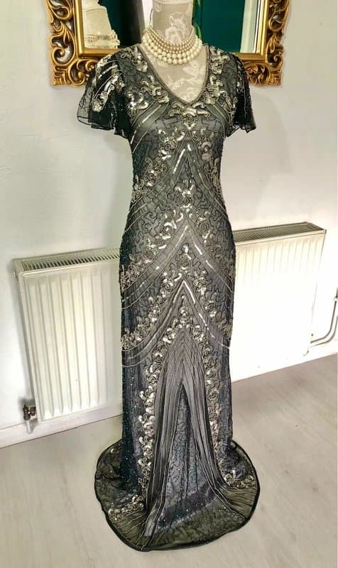 Vintage Boutique Vintage Beaded Sequins Embellished Gatsby Flapper  style Dress