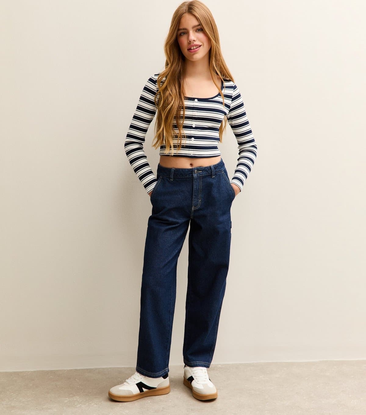 New Look New Look Dark Blue Baggy Mid Rise Jeans