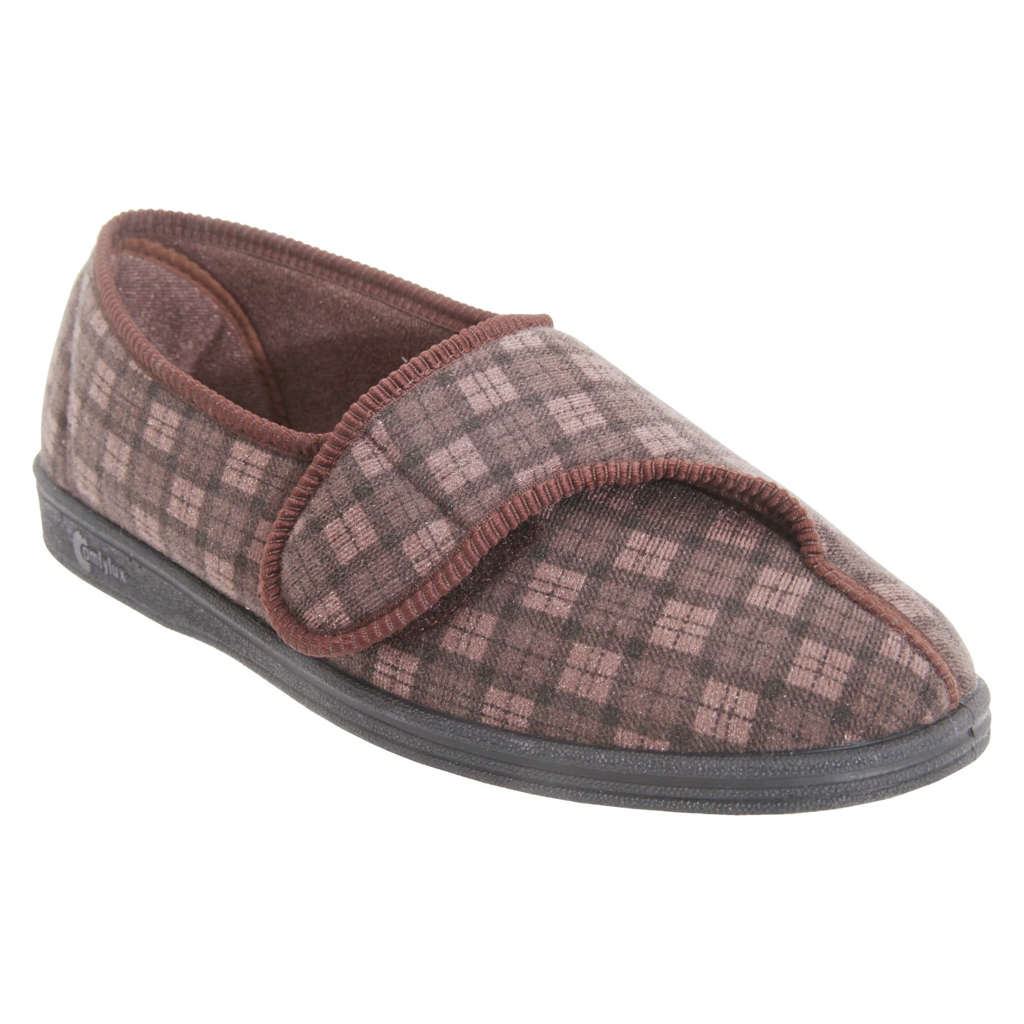 Comfylux Comfylux Men's Paul Check Slippers in Dark Brown - 3