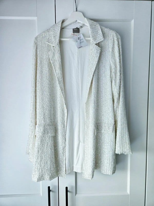 ASOS White Sequin Embellished Blazer & Trouser Suit