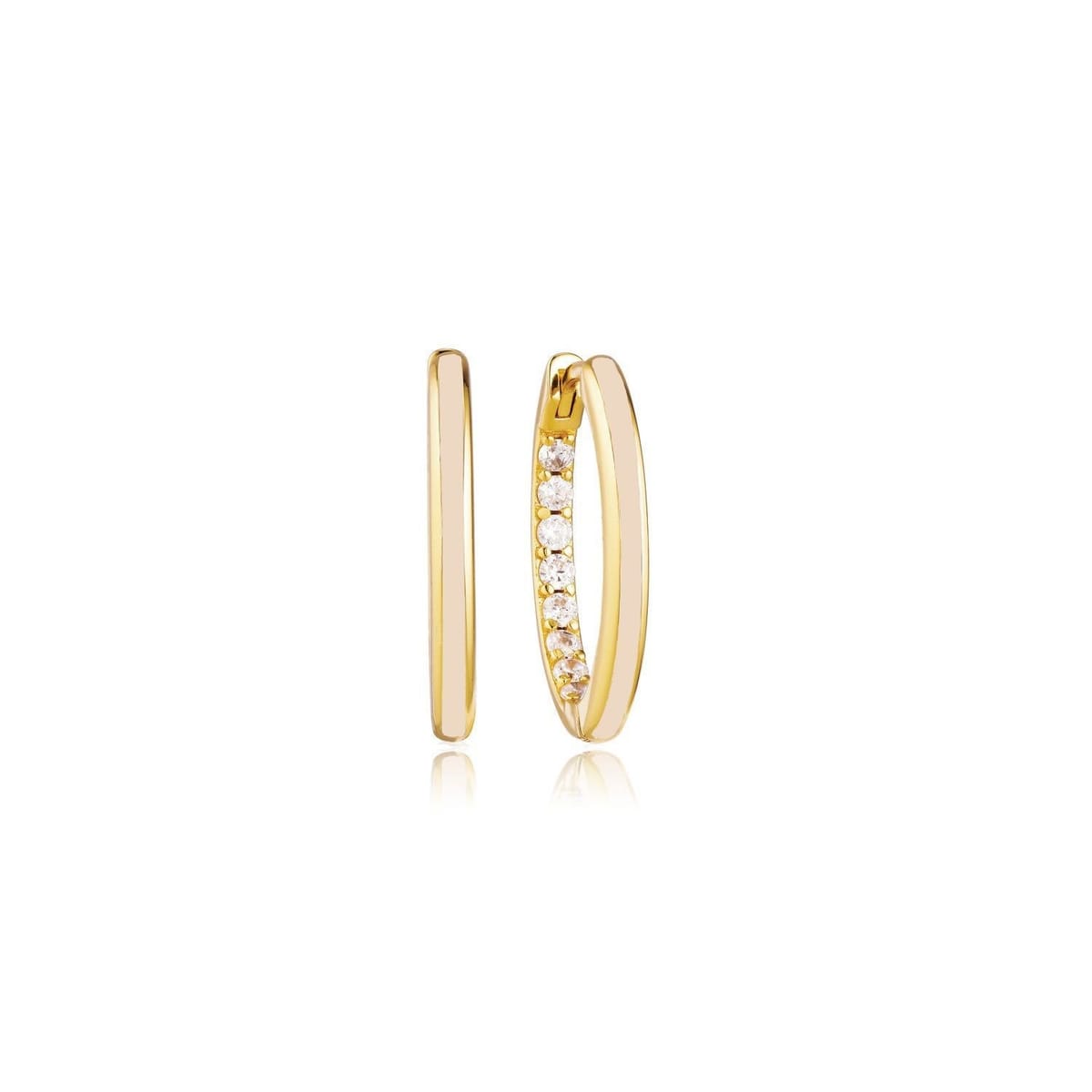 Gold Trip Gold Trip Women's Small Nude Enamel Hoop Earrings in Gold - 1