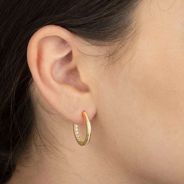 Gold Trip Gold Trip Women's Small Nude Enamel Hoop Earrings in Gold - 2