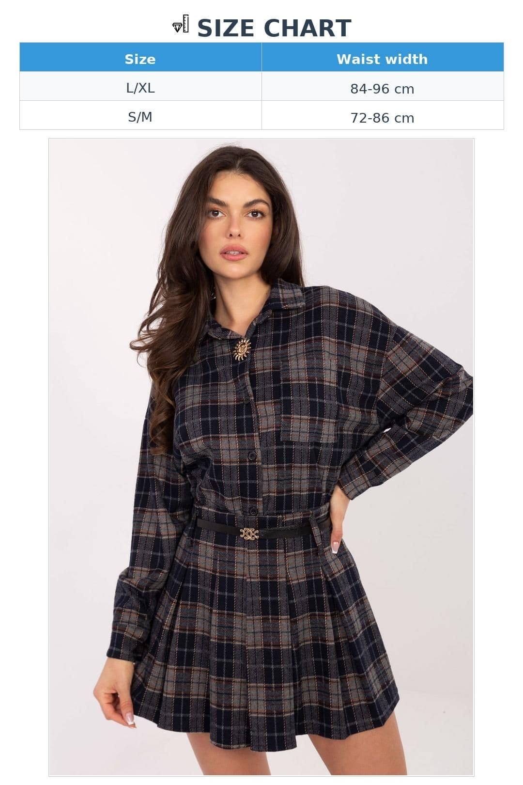 Love Lace Love Lace Women's Checkered Godet Mini Skirt with Waist Belt in Blue - 4