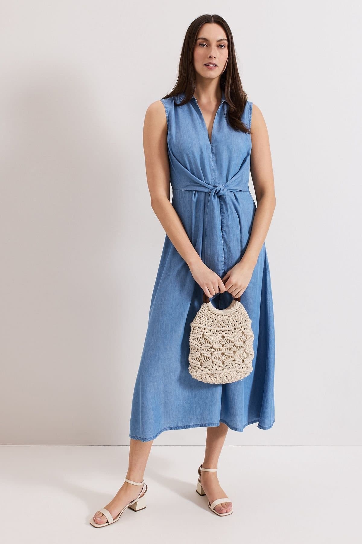 Phase Eight Phase Eight Women's Becky Chambray Dress in Light Blue