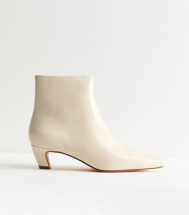 New Look Women's Off White Faux Leather Point Toe Ankle Boots Vegan New Look - 2