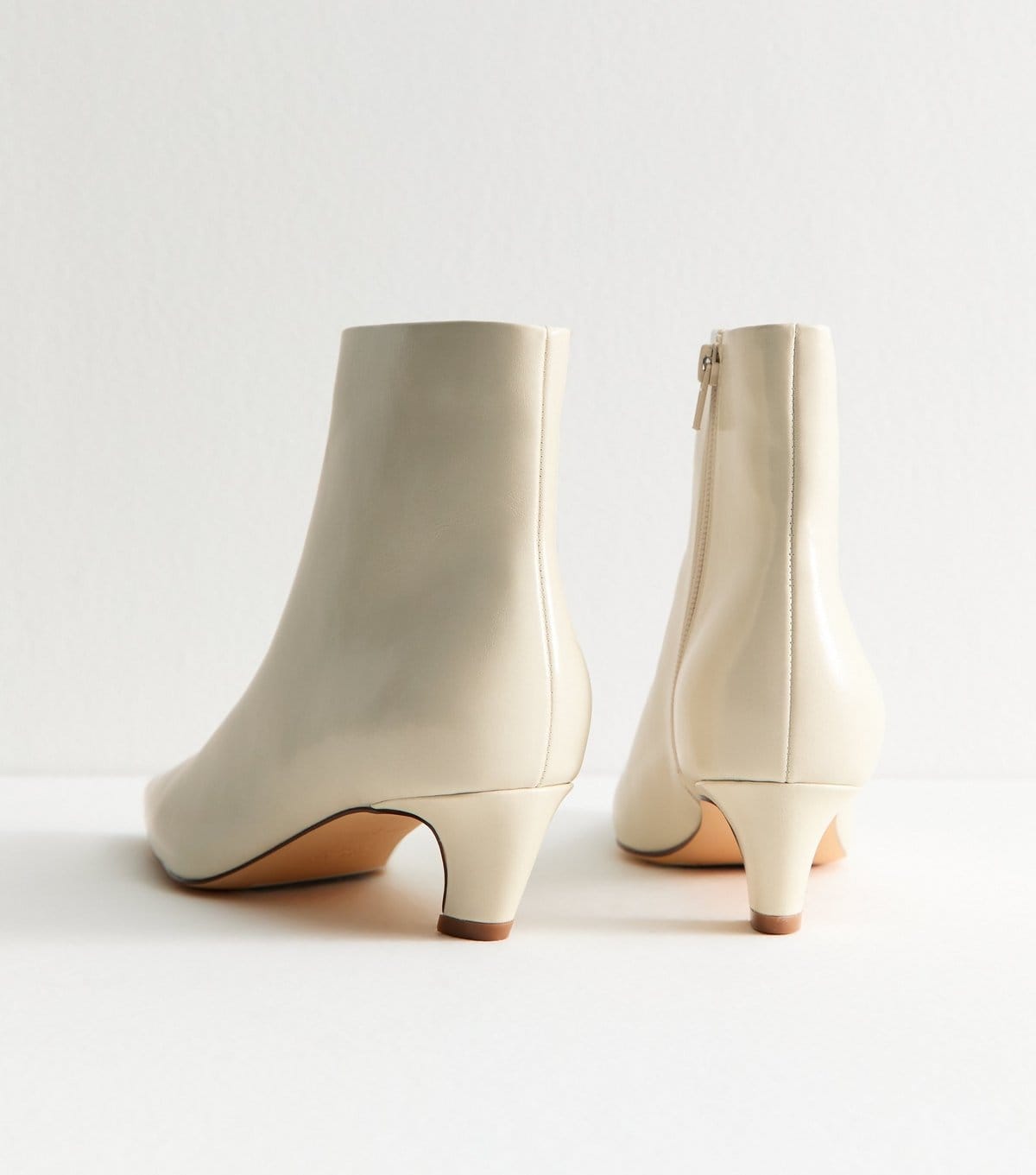 New Look Women's Off White Faux Leather Point Toe Ankle Boots Vegan New Look - 4