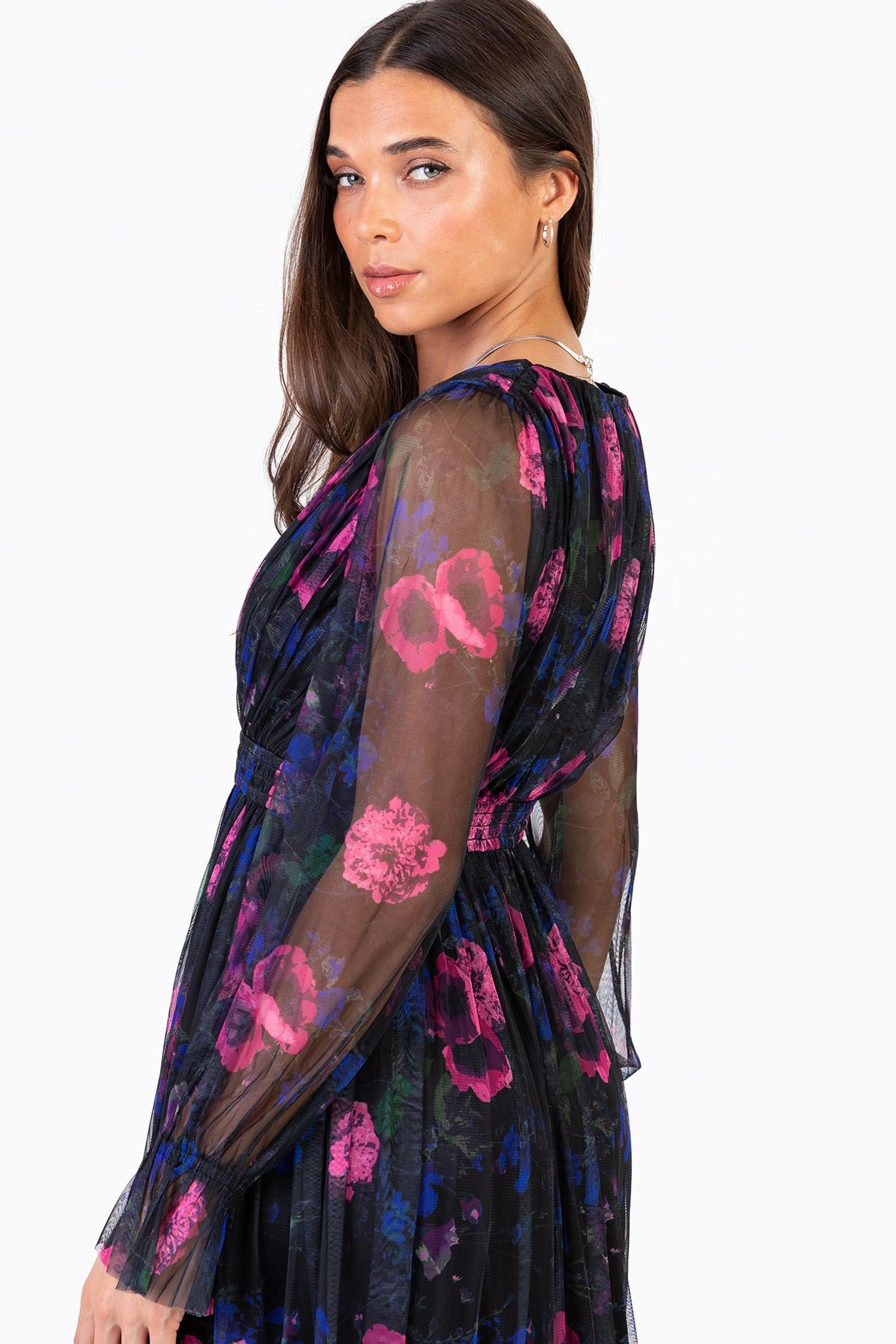 Anaya with Love Anaya with Love Women's Floral Print Faux Wrap Long Sleeve Midaxi Dress - 4
