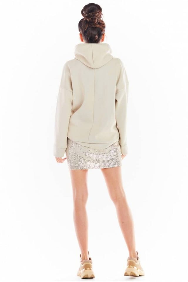 Love Lace Love Lace Women's Sequined Elastic Waist Mini Skirt Lined in Beige - 3
