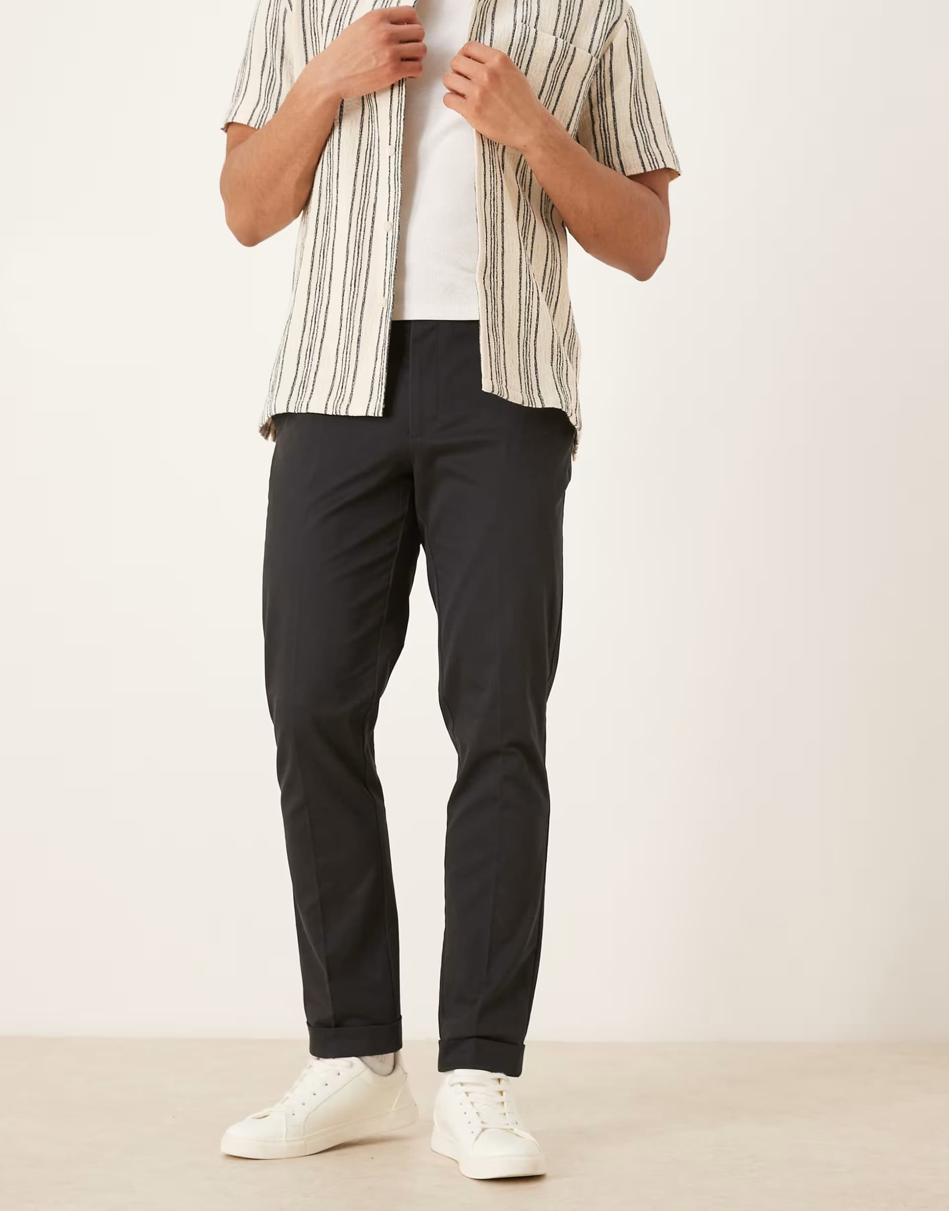 ASOS ASOS Smart Cotton Rich Slim Chino Trousers in Black