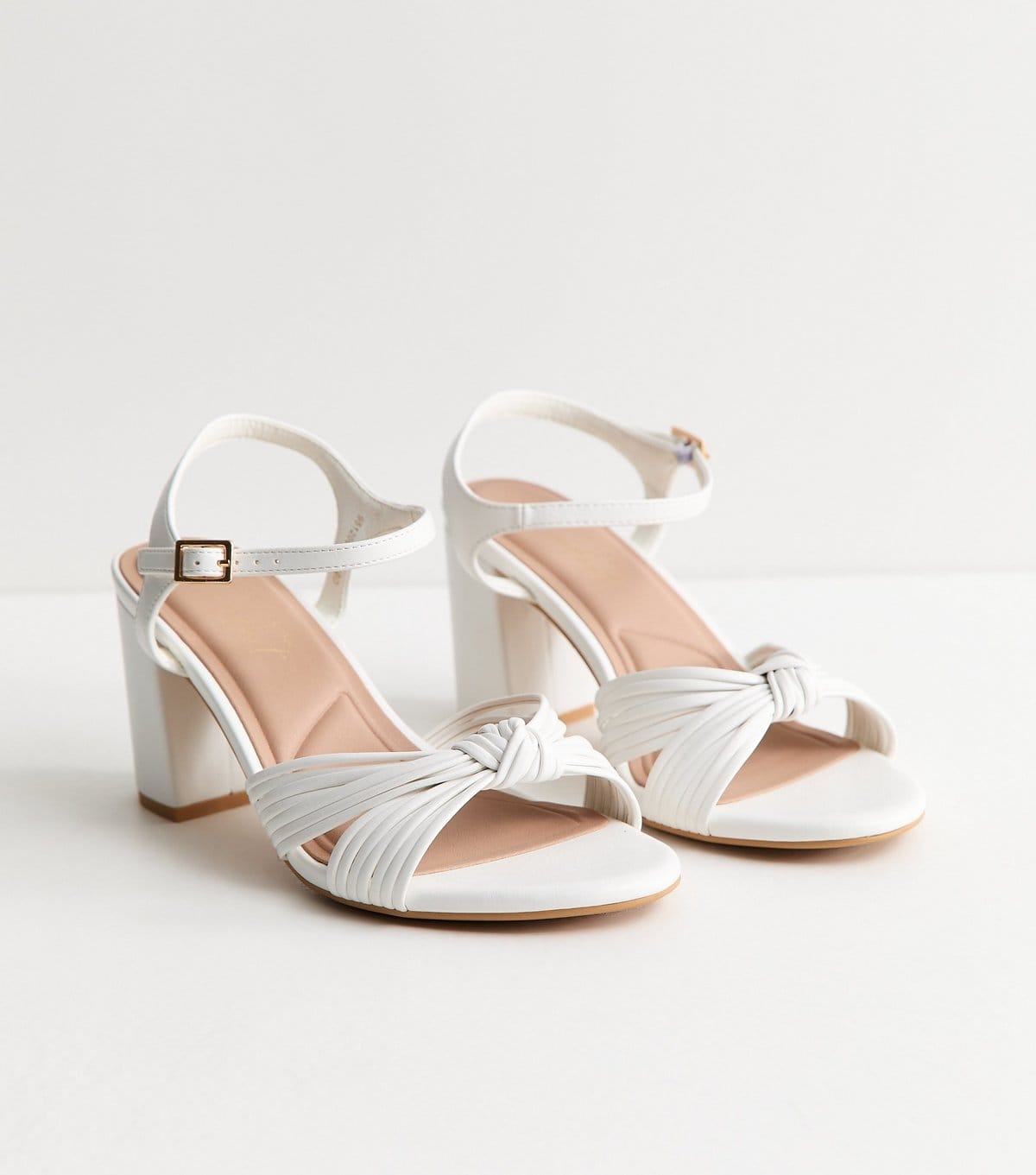 New Look Women's Wide Fit White Knot Strap Block Heel Sandals Vegan New Look - 4