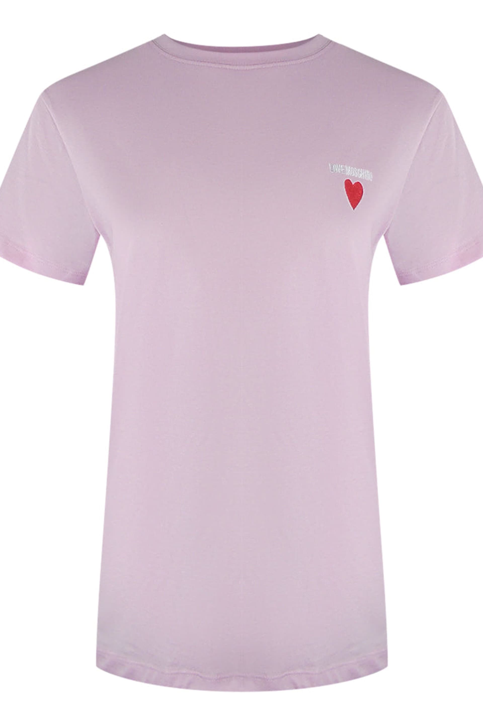 Love Moschino Love Moschino Women's Small Heart Short Sleeve Round T-shirt in Lilac