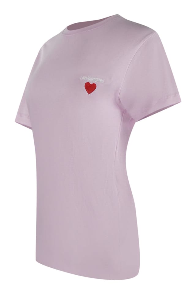Love Moschino Love Moschino Women's Small Heart Short Sleeve Round T-shirt in Lilac - 2