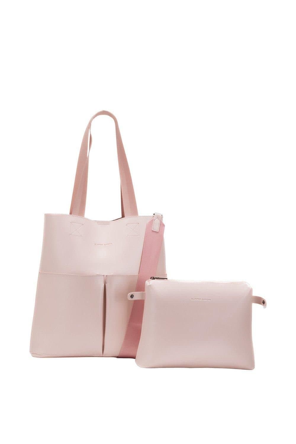 Claudia Canova Claudia Canova Pink PU Leather and Nylon Tote Bag