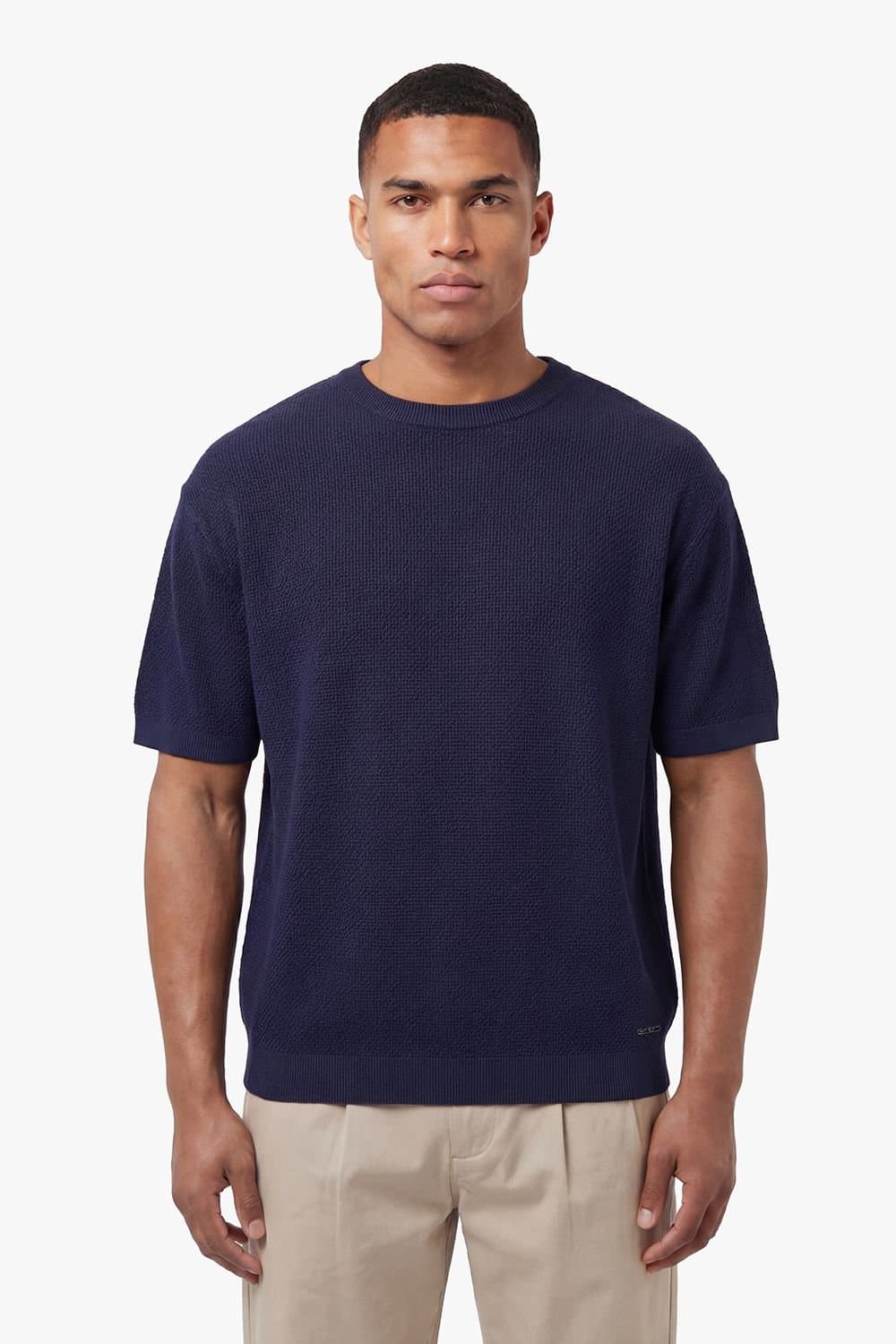 Luke 1977 Luke 1977 Men's Ford Relax Fit Knitted T-shirt in Dark Navy