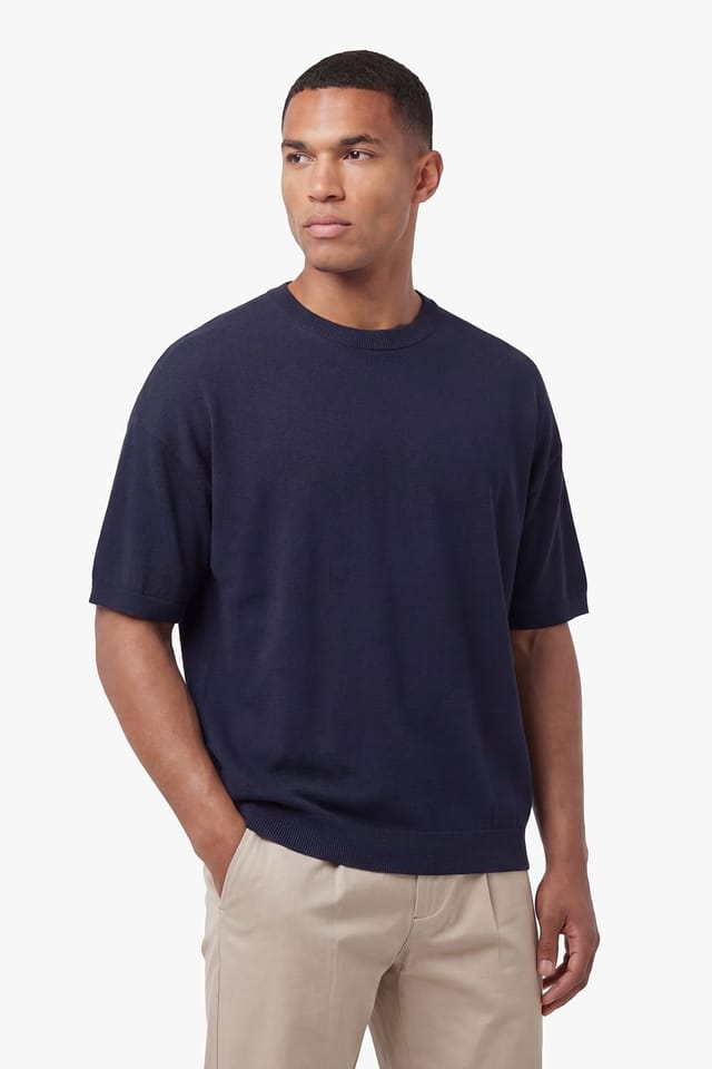 Luke 1977 Luke 1977 Men's Ford Relax Fit Knitted T-shirt in Dark Navy - 3