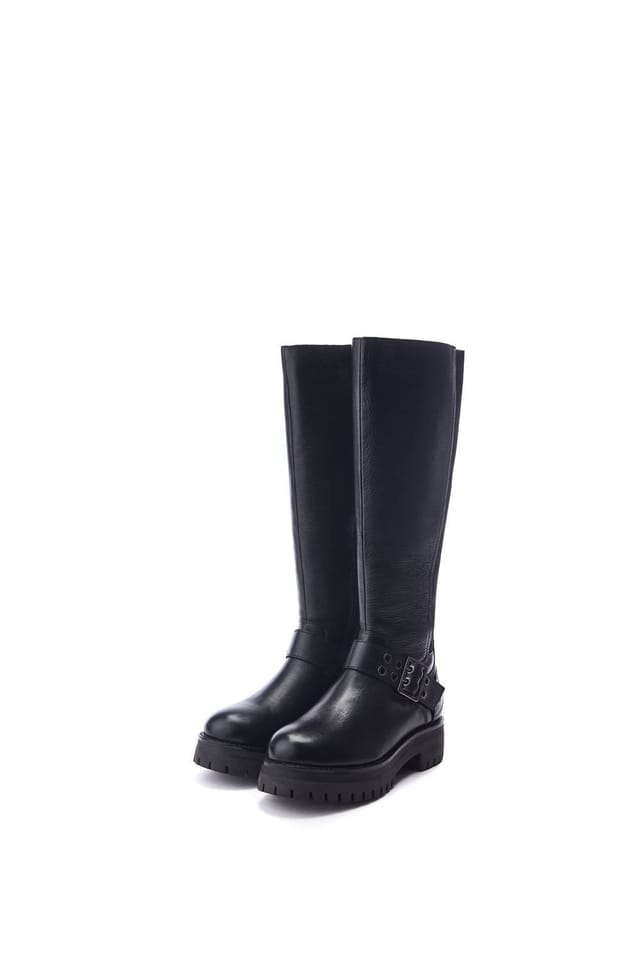 Moda In Pelle Moda In Pelle Women's 'Remy' Leather Biker Boots in Black - 2