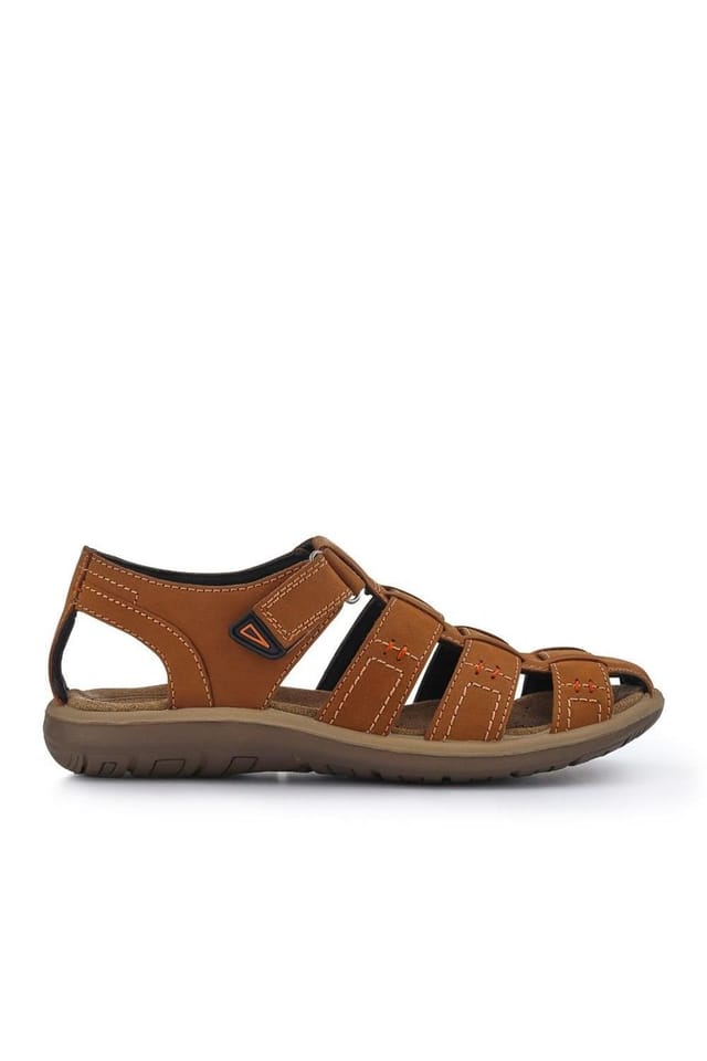 Pavers Pavers Men's Leather Touch-Fasten Sandals in Tan - 2