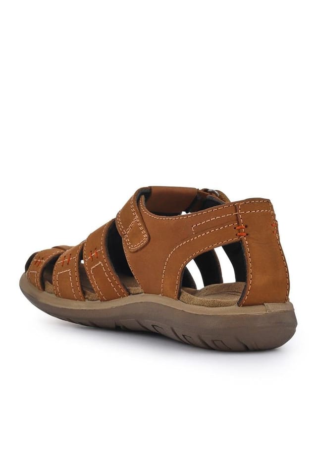 Pavers Pavers Men's Leather Touch-Fasten Sandals in Tan - 3