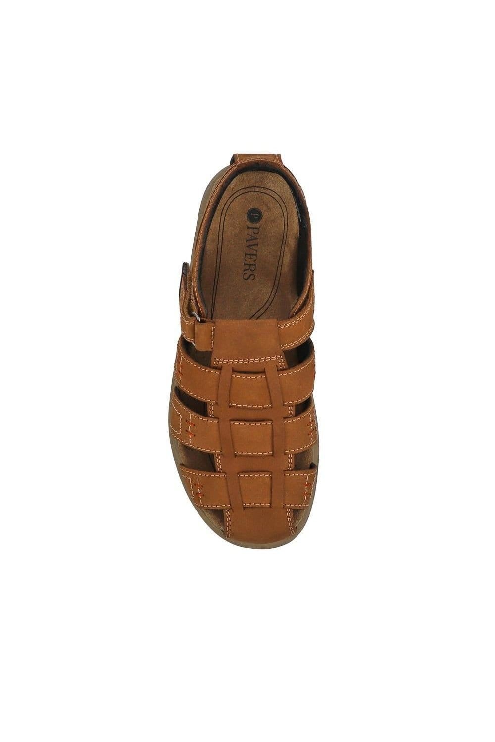 Pavers Pavers Men's Leather Touch-Fasten Sandals in Tan - 4