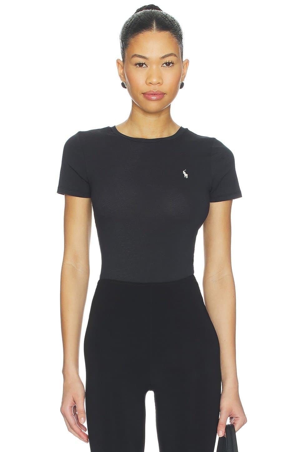 revolve Polo Ralph Lauren Short Sleeve Bodysuit in Onyx