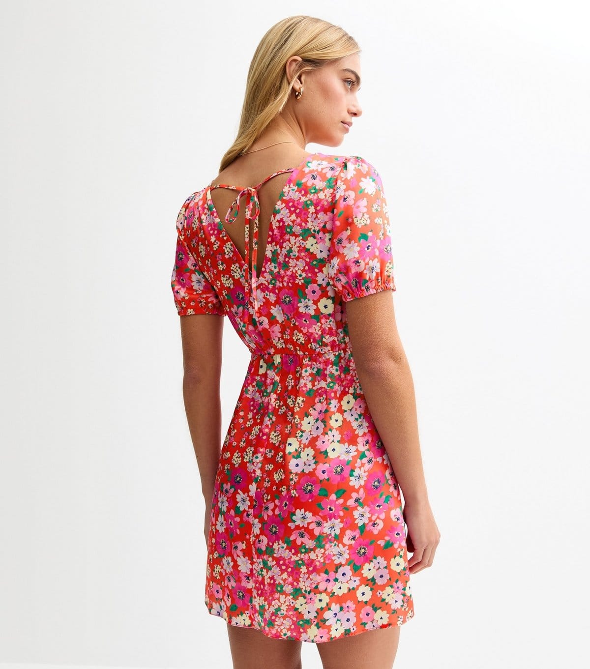 New Look Women's Pink Floral Print Satin Mini Dress New Look - 4