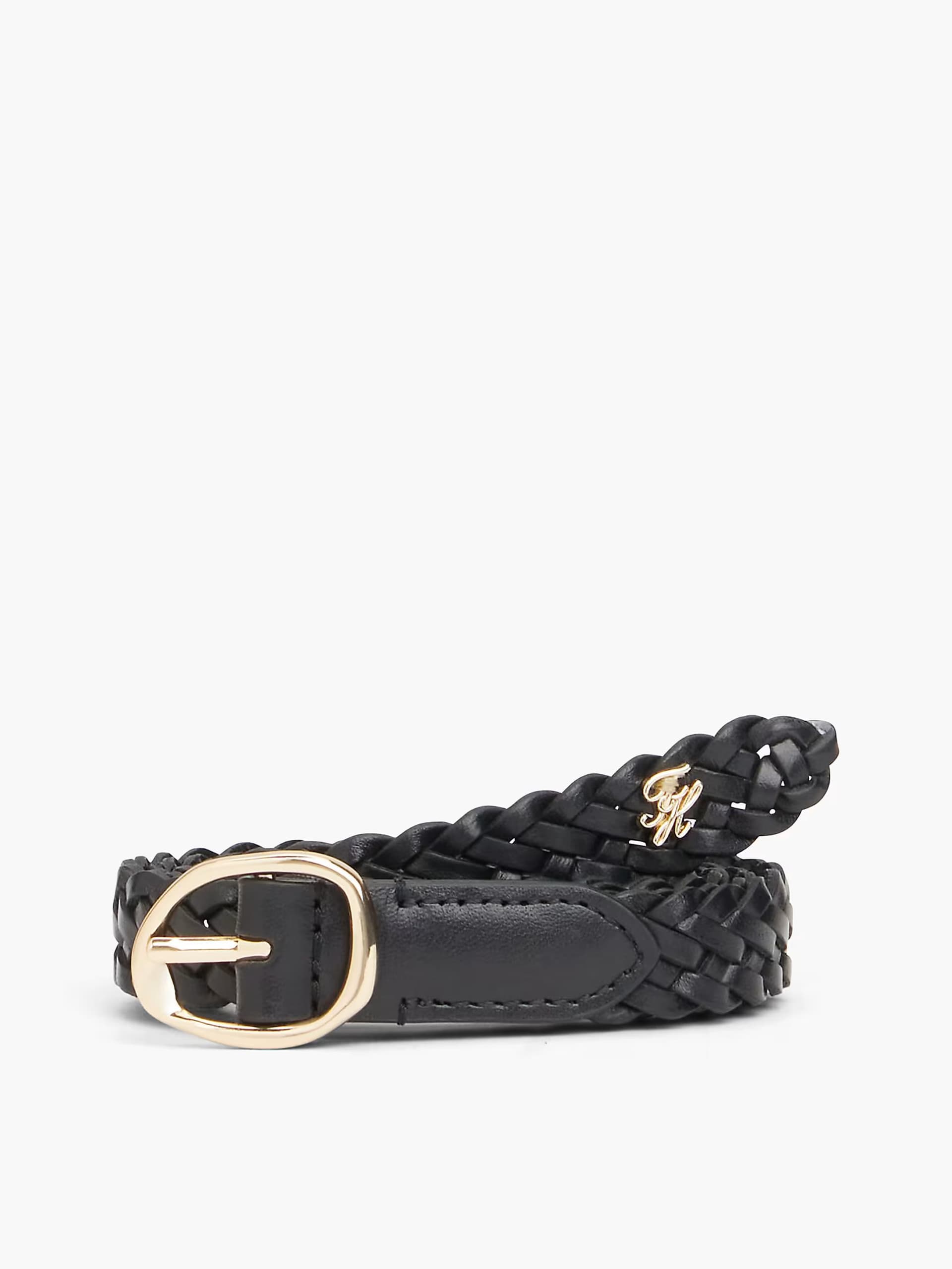 ASOS Tommy Hilfiger Sculpted buckle braided leather belt in black