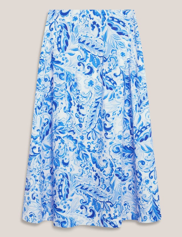 Hobbs London Hobbs London Women's Antonella Paisley Print Midi Skirt in Bright Blue - 2