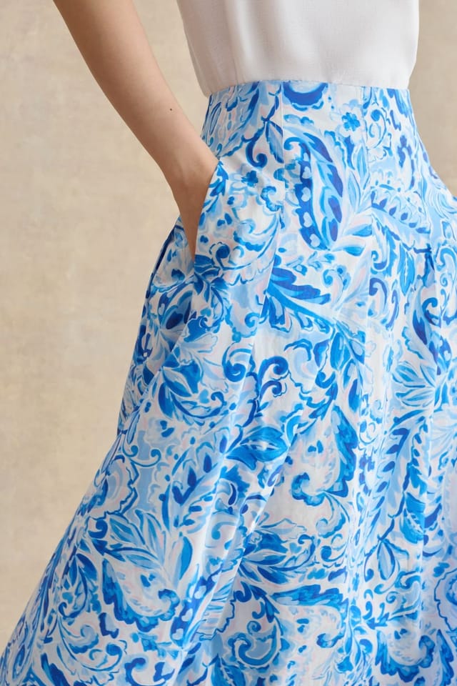 Hobbs London Hobbs London Women's Antonella Paisley Print Midi Skirt in Bright Blue - 3