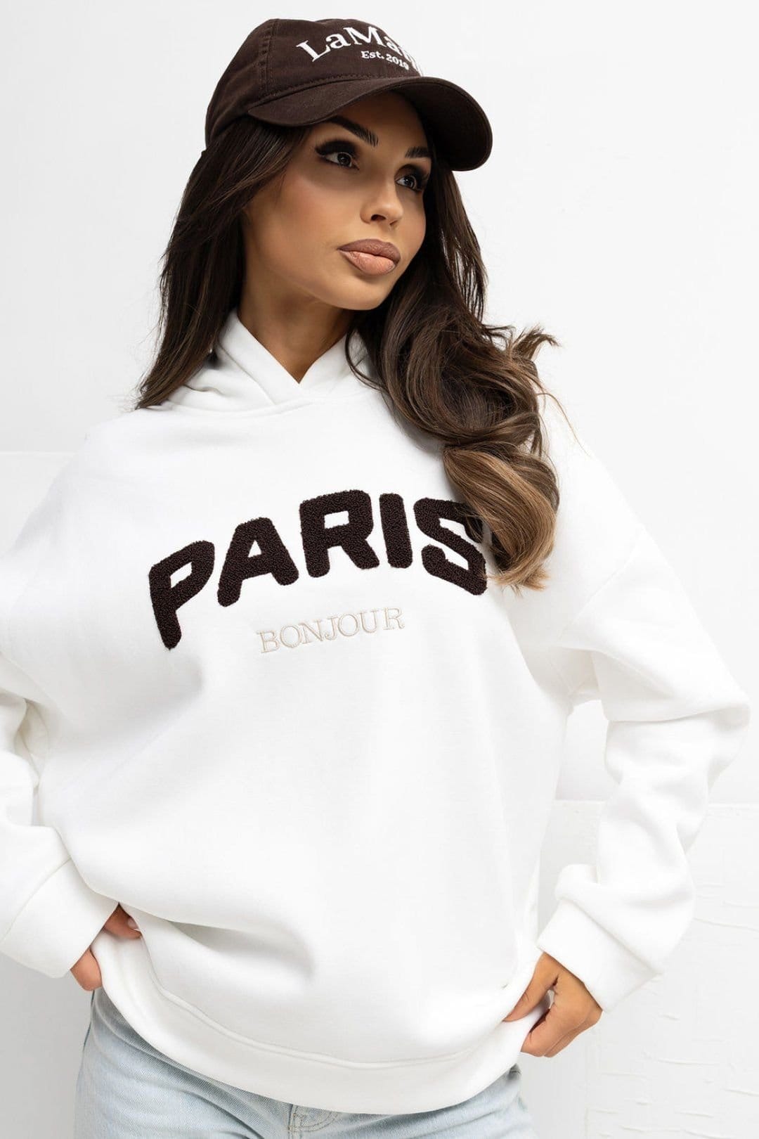 Love Lace White Cotton Elastane Hoodie