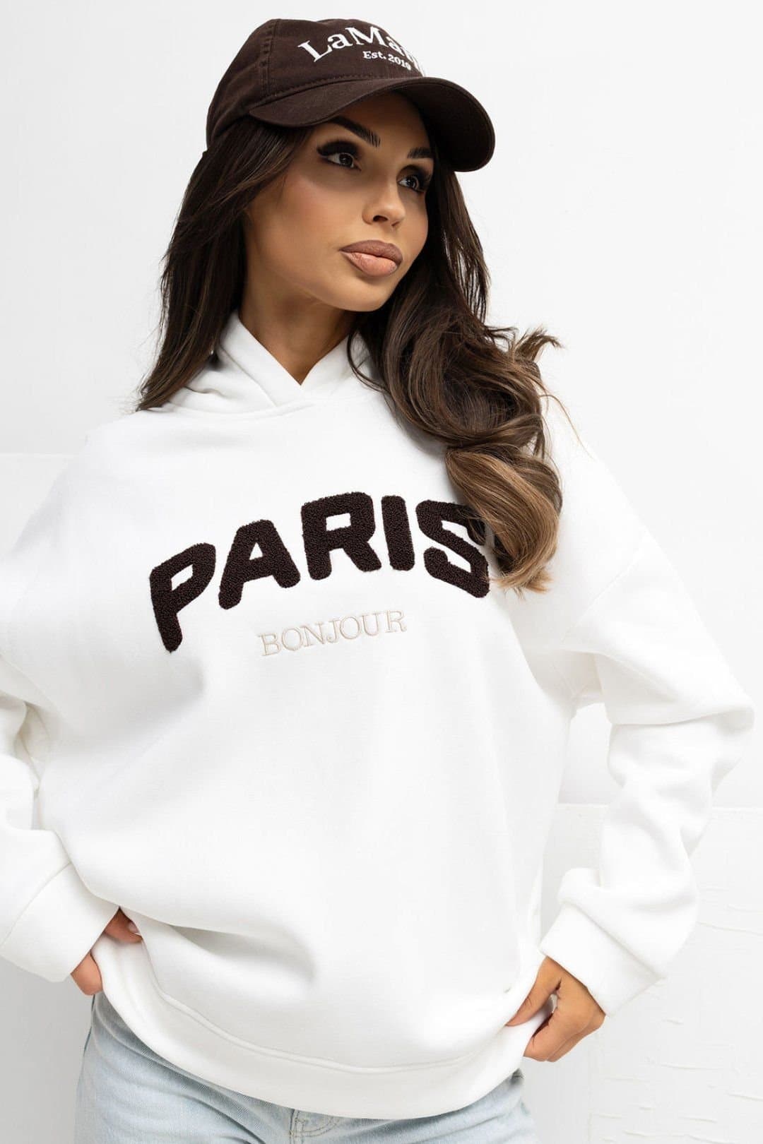 Love Lace Love Lace White Cotton Elastane Hoodie