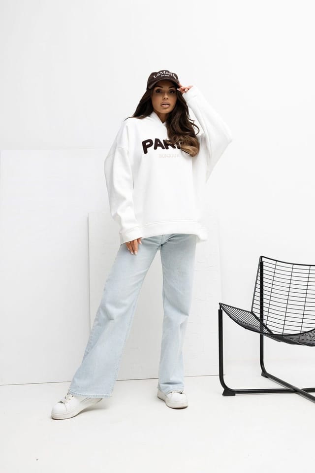 Love Lace Love Lace Women's Casual Cotton Elastane Hoodie in White - 2