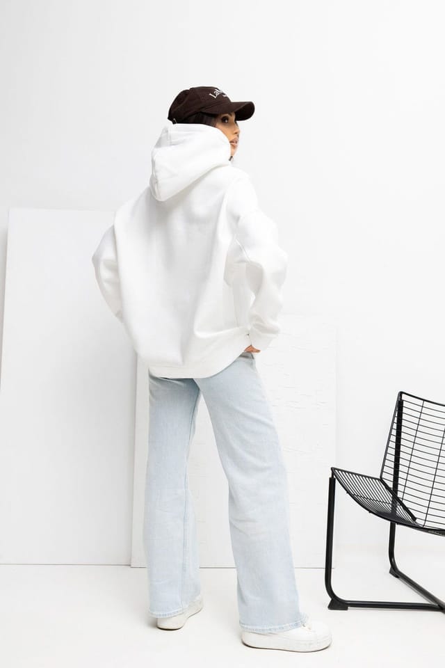 Love Lace Love Lace Women's Casual Cotton Elastane Hoodie in White - 3