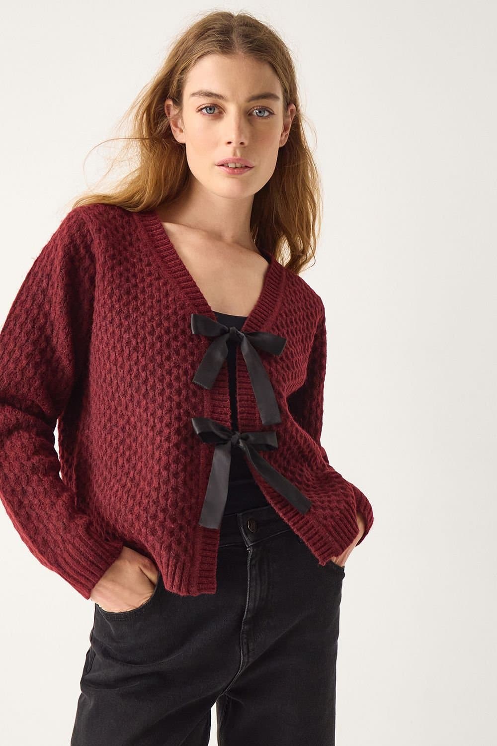 Monsoon Monsoon Women's Tina Bow Tie Cardigan Red
