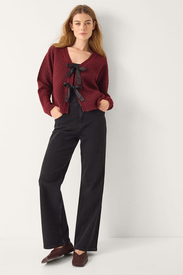 Monsoon Monsoon Women's Tina Bow Tie Cardigan Red - 3