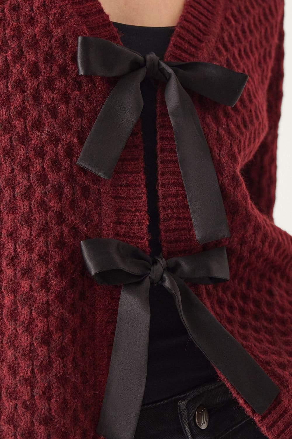 Monsoon Monsoon Women's Tina Bow Tie Cardigan Red - 4