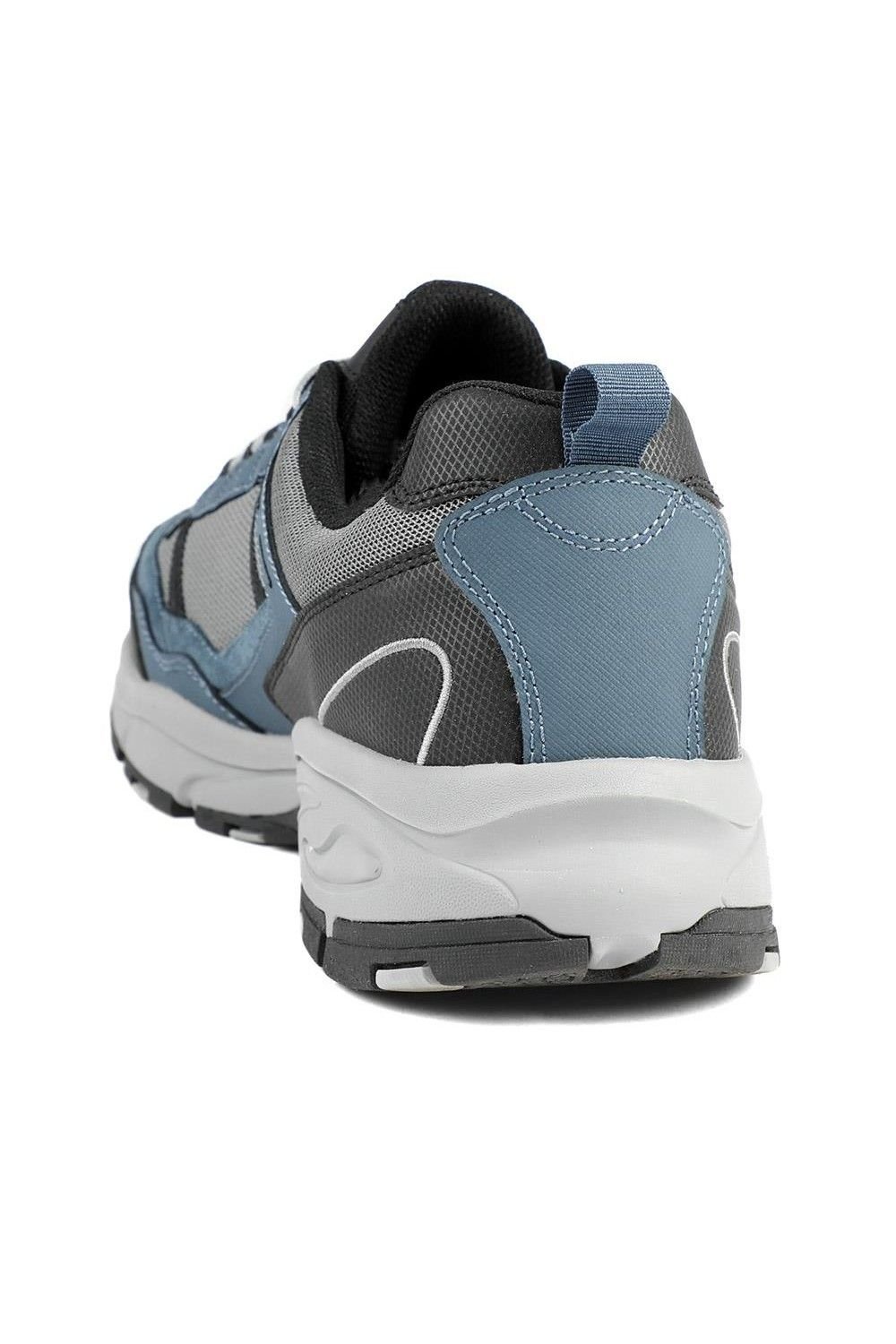 Pavers Pavers Men's Extra Wide Leather Memory Foam Lace Up Trainers in Blue - 3