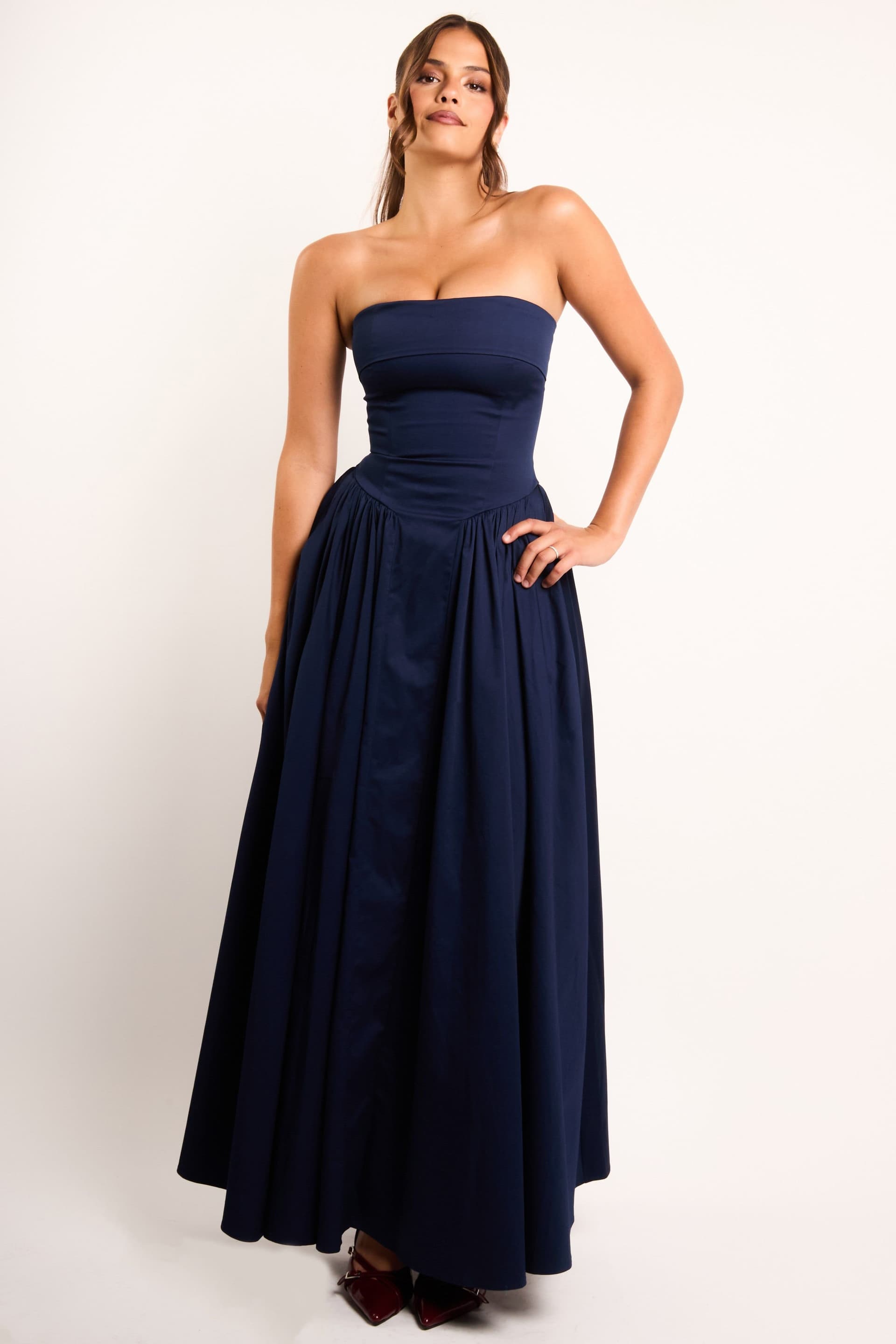 Jaded Rose Jaded Rose Women's Edith Bandeau Corset Maxi Dress in Deep Blue in Dark Blue