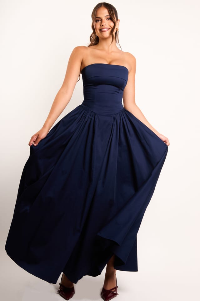 Jaded Rose Jaded Rose Women's Edith Bandeau Corset Maxi Dress in Deep Blue in Dark Blue - 3
