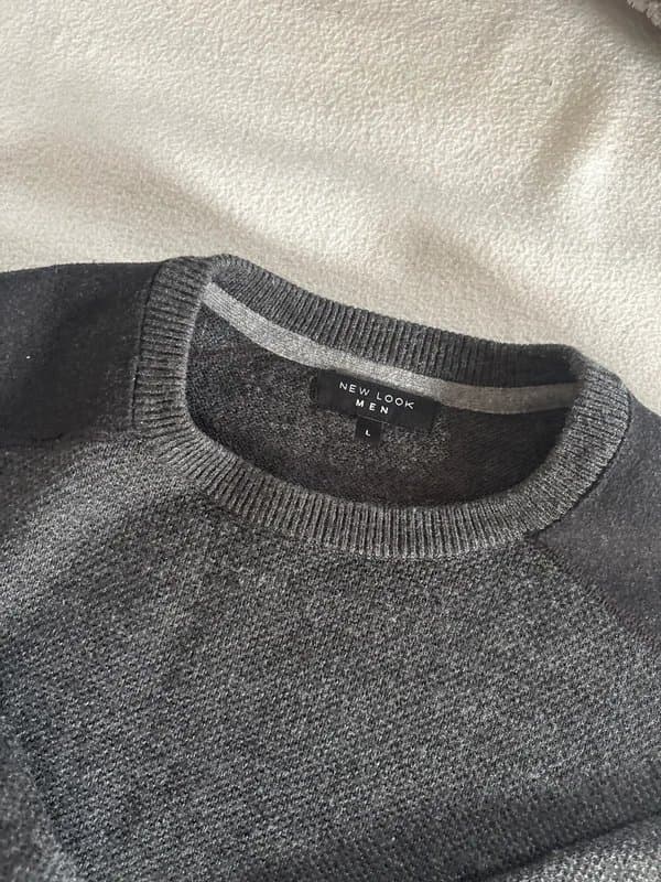 New Look Mens Knitted Sweater Knitwear Knit Top Grey Black New Look Pullover
