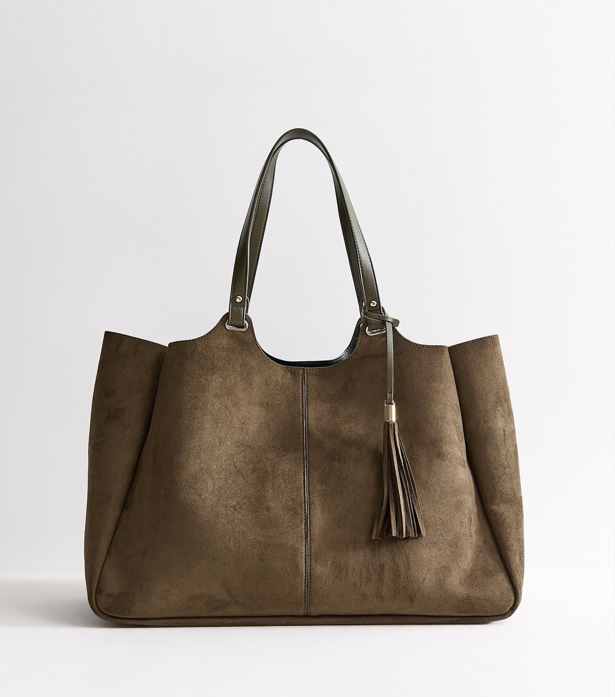 New Look New Look Light Khaki Faux Suede Shopper Tote Bag