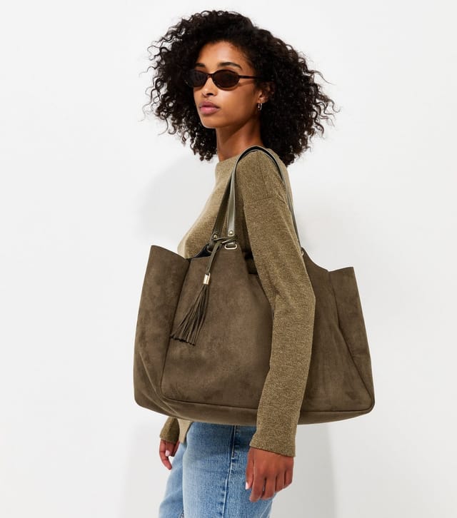 New Look Light Khaki Faux Suede Shopper Tote Bag New Look - 2