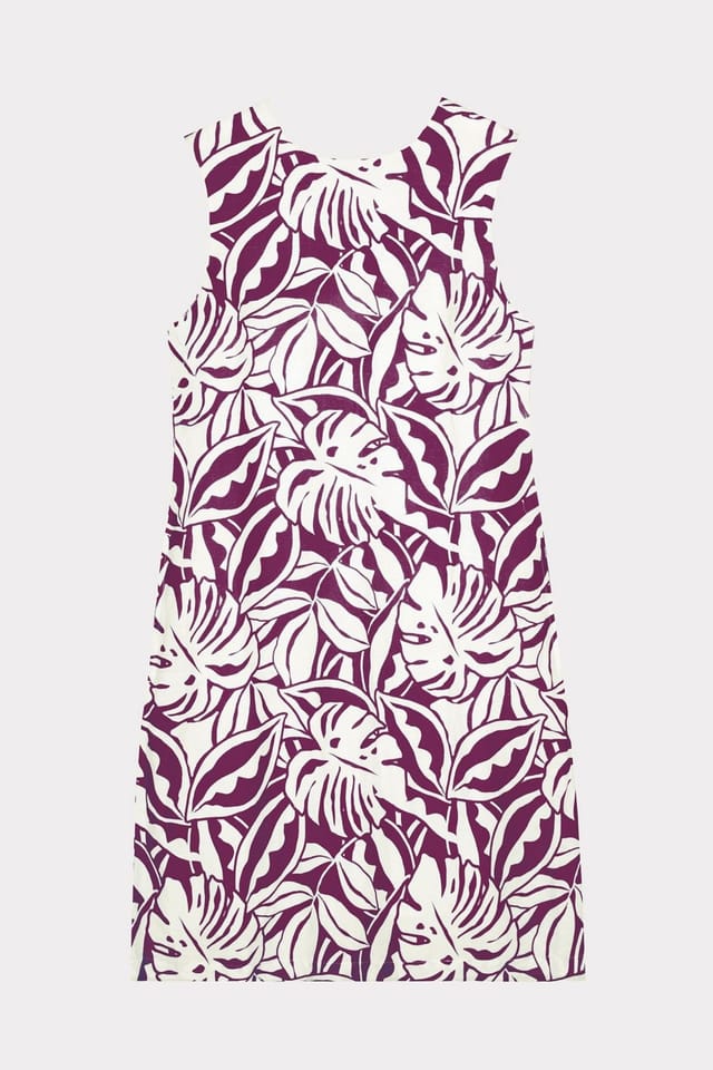 Kettlewell Kettlewell Women's Sleeveless Printed Linen Shift Dress in Plum - 2