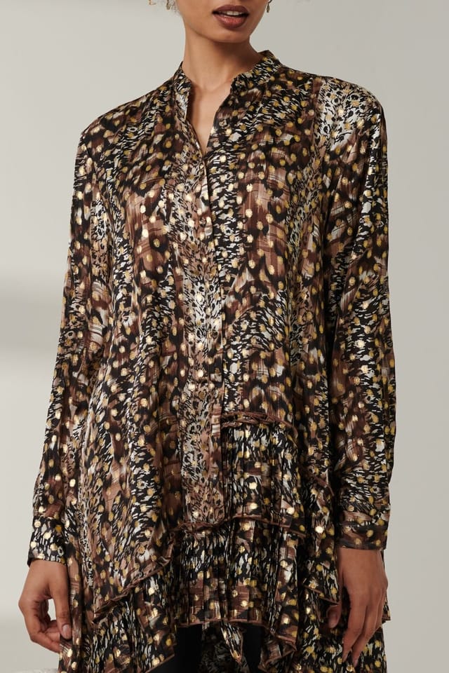 Jolie Moi Jolie Moi Women's Metallic Dot Asymmetric Hem Shirt - 3