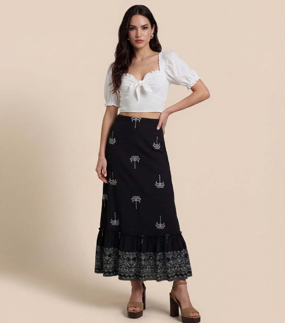 Urban Bliss Women's Black Tiered Maxi Skirt Urban Bliss New Look
