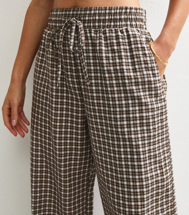 New Look Women's Brown Checked Wide Leg Trousers New Look - 3