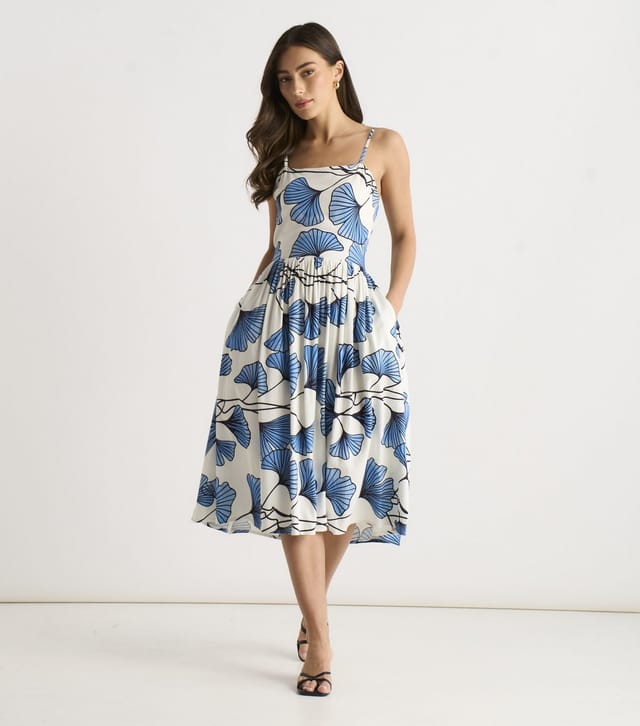 Gini London Women's Blue Floral Print Cami Midi Dress Gini London New Look - 2