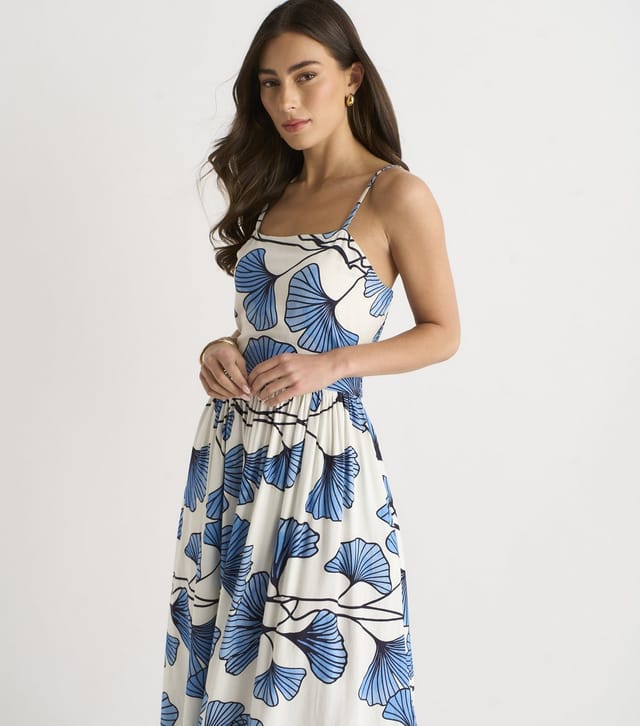 Gini London Women's Blue Floral Print Cami Midi Dress Gini London New Look - 3