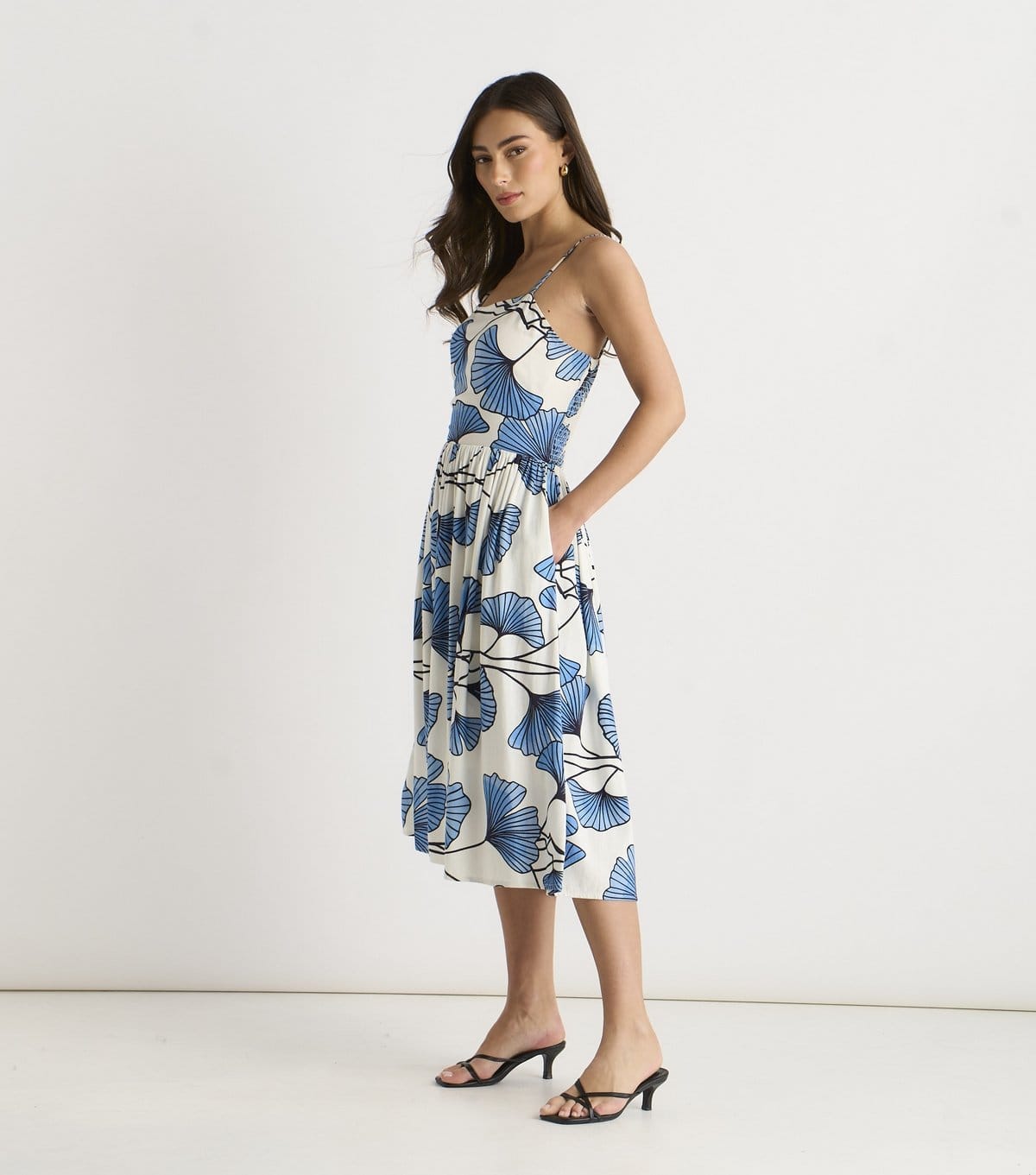 Gini London Women's Blue Floral Print Cami Midi Dress Gini London New Look - 4