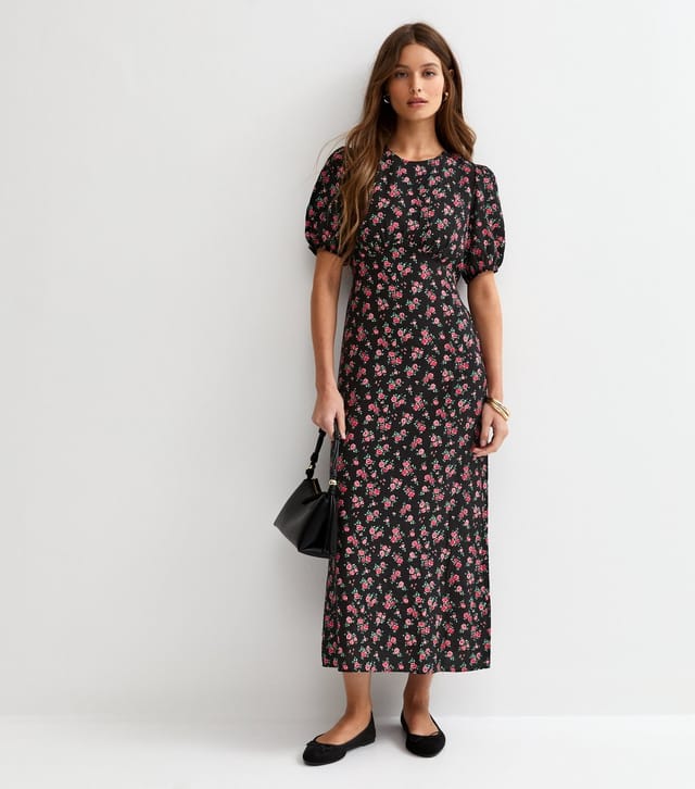 New Look Women's Black Ditsy Floral A-line Midi Dress New Look - 3