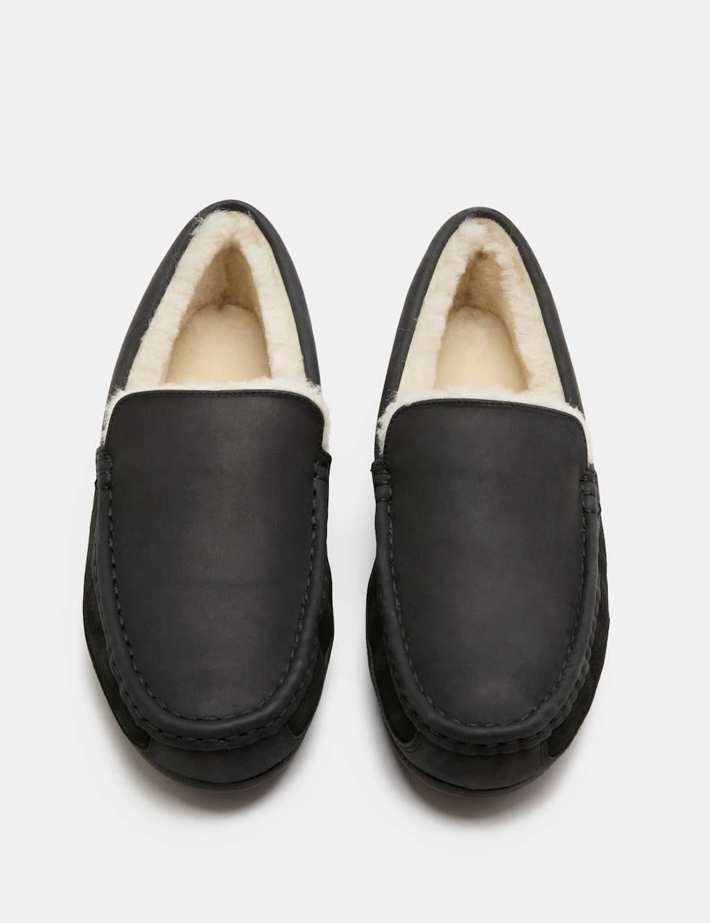 Marks & Spencer M&S Leather Moccasin Slippers with Freshfeet™ Black